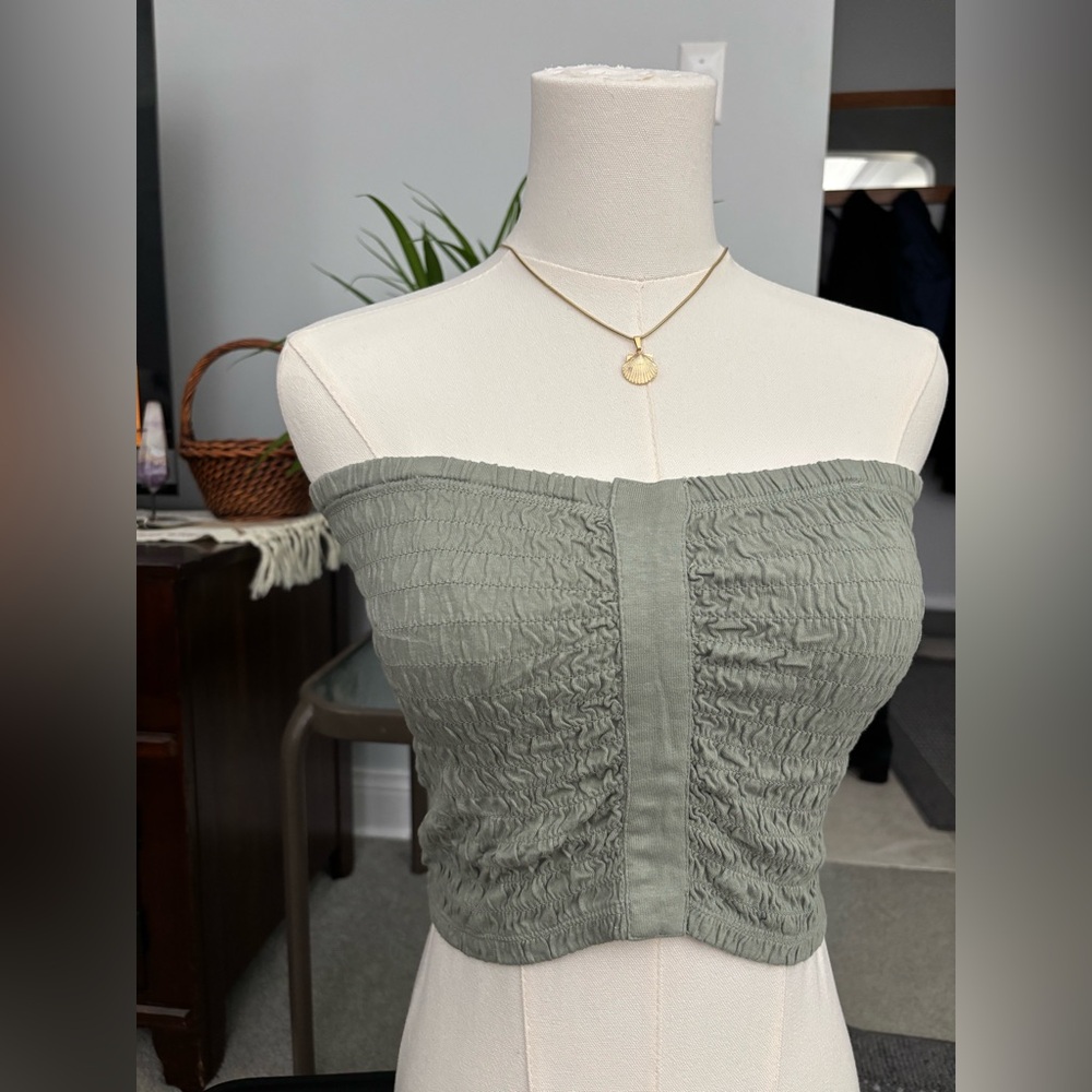 Olive Green Strapless Top